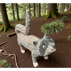 Mata‎ Ortiz Pottery Racoon Animal Effigy Tomas Quintana Collectible Mexican Art
